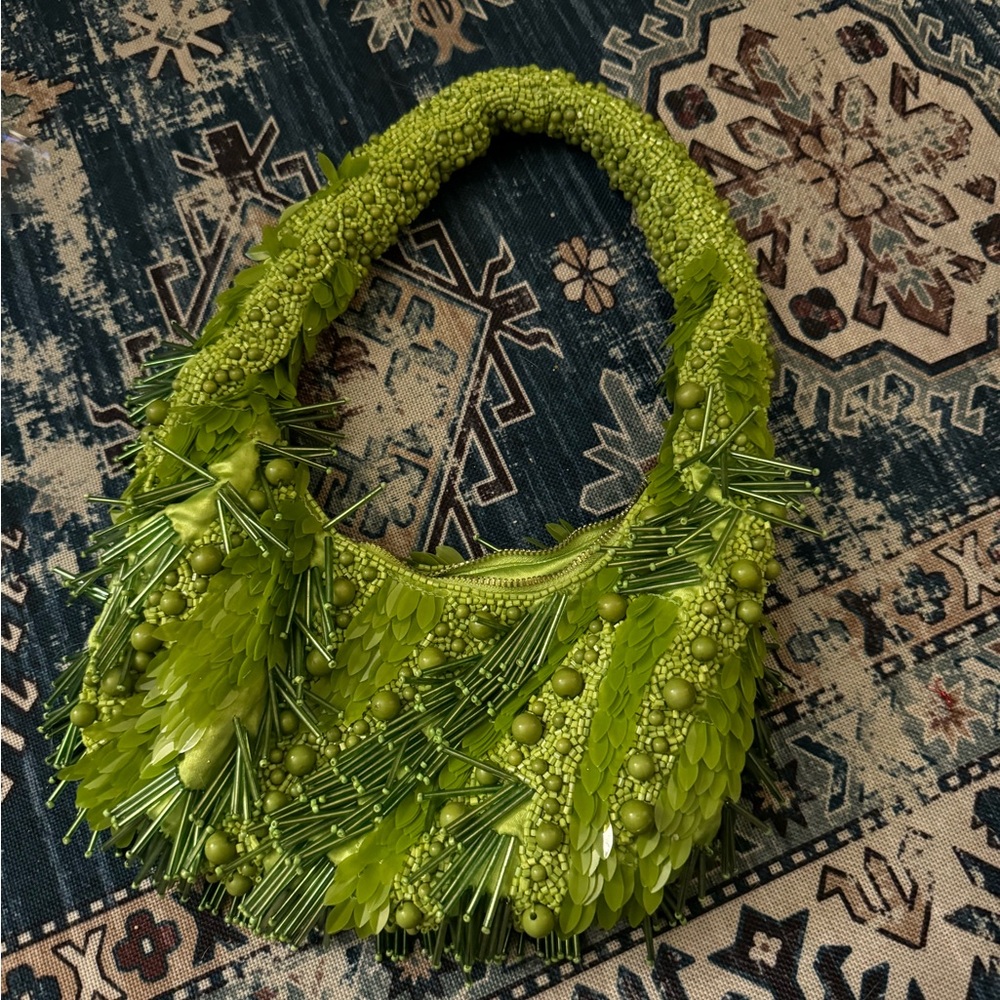 Green Beaded mini purse
